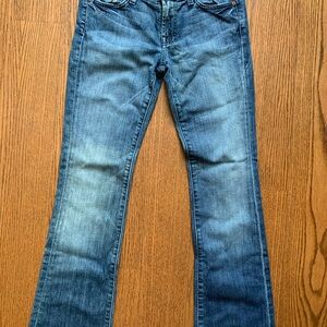 7 For All Mankind Blue Flare Wide Leg Jeans